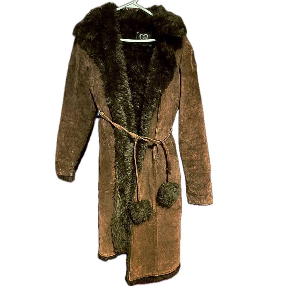 VTG XOXO Genuine leather and suede faux trench Medium 🛑read🛑